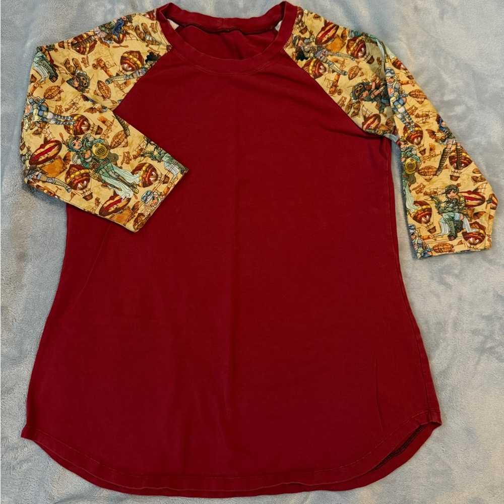 Steampunk Pinups Red Raglan Shirt with 3/4 Graphic Sleeves